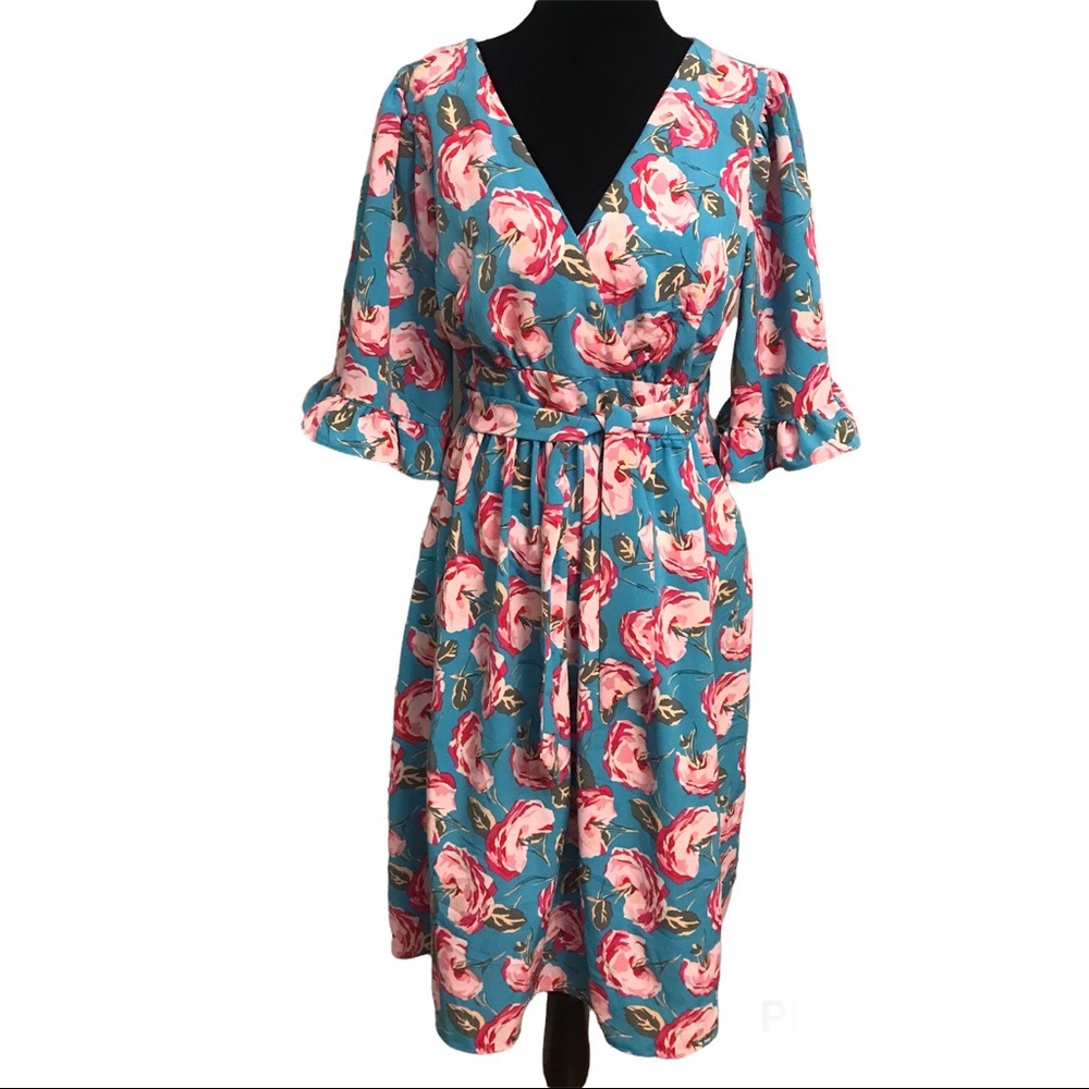 Betsey Johnson Floral Blue and Pink Dress